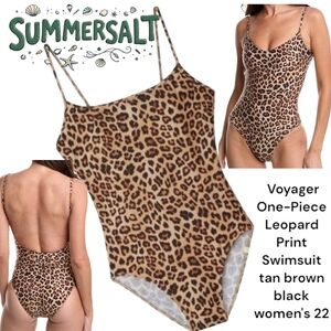 Summersalt Women's Voyager One-Piece Leopard Print Swimsuit tan brown black 22